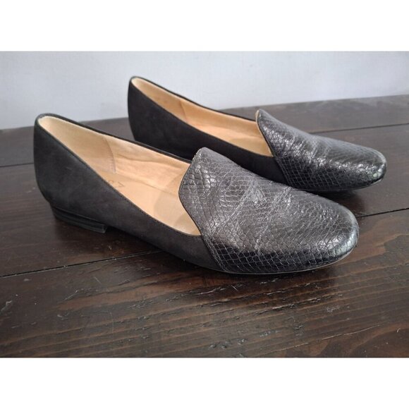 EUC Naturalizer Emiline Black Snake Embossed Leather & Suede Slip-on Loaf/Sz. 5M - Picture 1 of 9